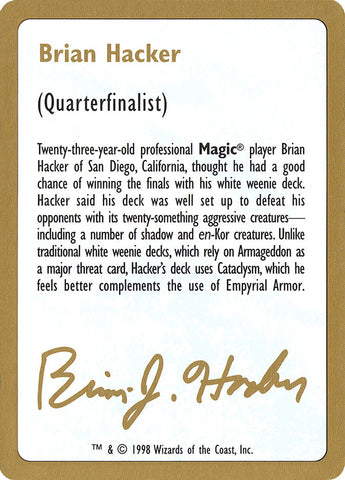 Brian Hacker Bio [World Championship Decks 1998]