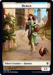 Human // Food (17) Double-sided Token [Throne of Eldraine Tokens]